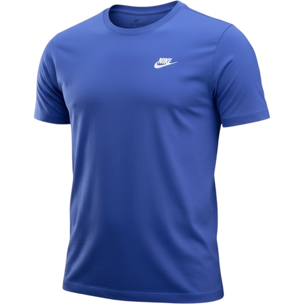 Nike T-Shirt Mens XLT Blue Cotton Sportswear Tall Fit Solid Logo Tee Minimalist